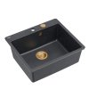 QUADRON | MORGAN 110 FM PRODUKT NA ZAMÓWIENIE | granitowy zlewozmywak kuchenny CZARNY + MIEDŹ PVD | wymiary: 56,5 x 49,5 x 21,6 cm | 1-komorowy na równi w blatem | podbudowa szafki od: 60 cm HB8304U8FMC1P2O